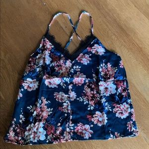 NWOT satin finish floral tank top